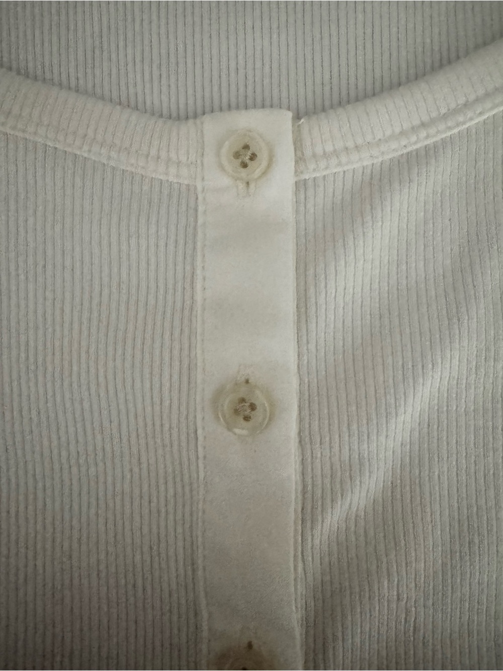J. Crew Perfect Ribbed Button-Front Scoop Neck Top with Satin Trim, Ivory - Picture 6 of 11